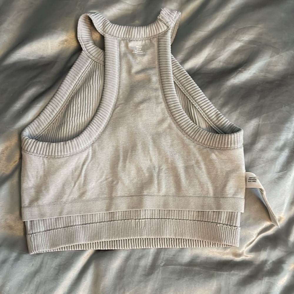 Gray Ribbed Women's Top - Picture 3 of 4